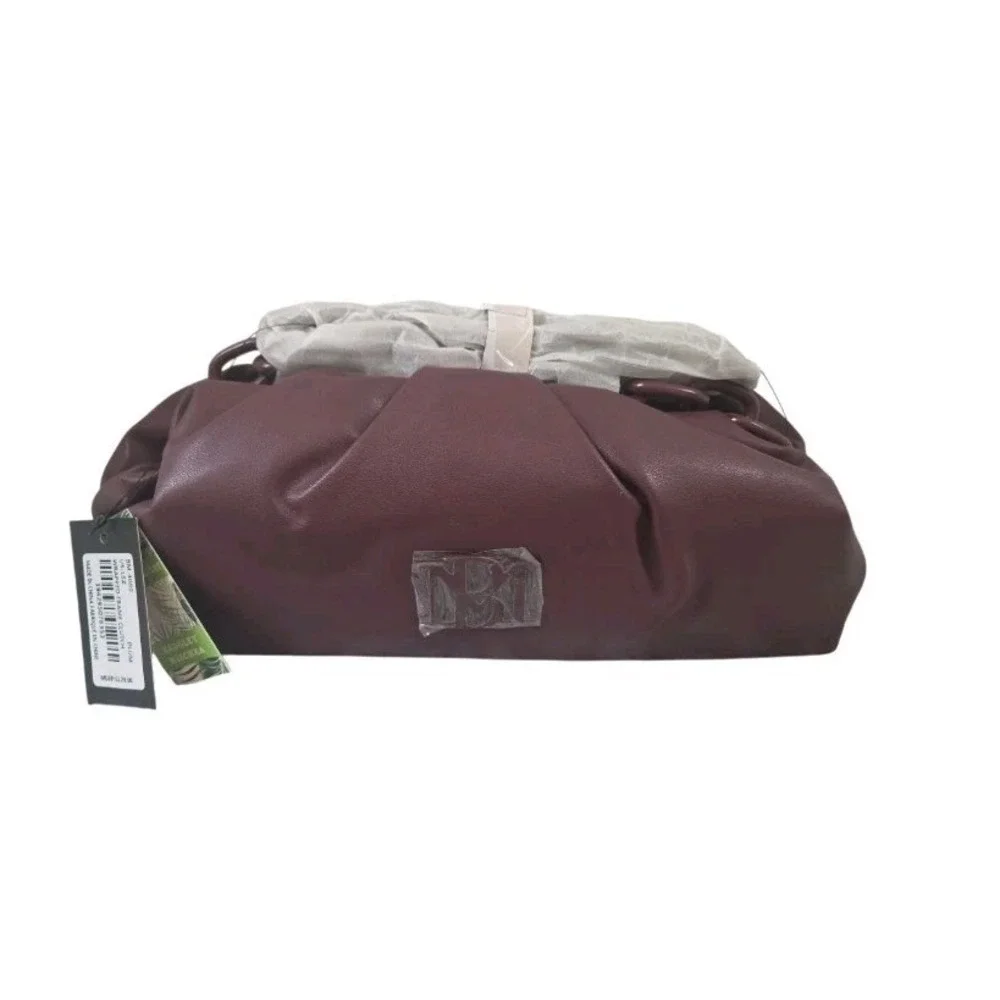 Badgley Mischka Plum Wrapped Frame Clutch Shoulder Bag Detachabl Chain Strap NWT